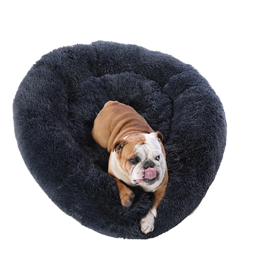 

Whole Large dog bed round washable pets bed winter warm sleeping plush dog kennel cat mats puppy cushion mat dog cat supplies 196C, Black