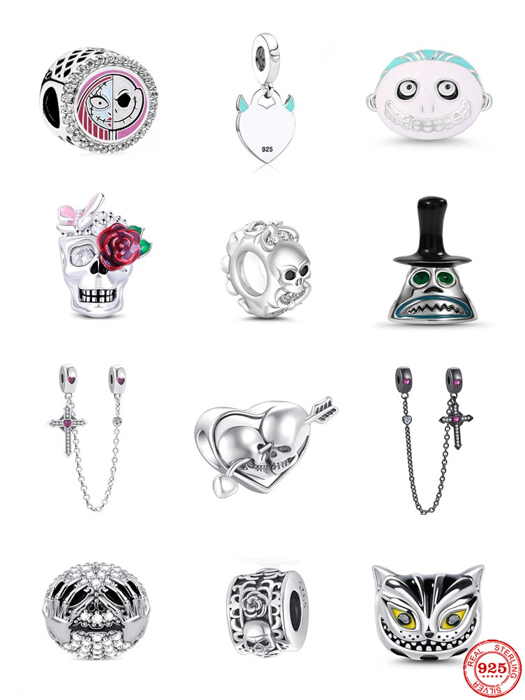 

925 Sterling Silver Pendant Fit Original Pandora Beads Zircon Safety Chain Charms Bracelet Necklace Boy Girl Trinket Diy Jewelry