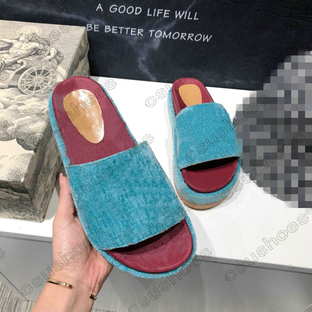 

Angelina Sandals -jacquard Organic Denim Slipper Heightening Thick Soled Slides Luxurys Designers Slippers Summer Flat Flip Flops Spike