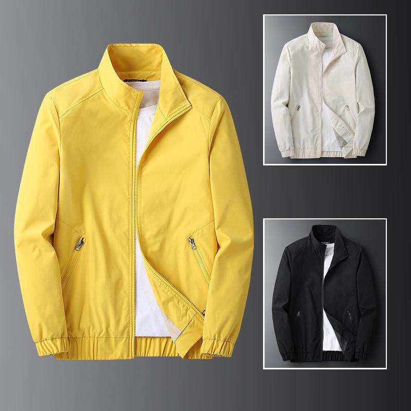 

Men' Jackets Yellow Zipper Jacket Coats Windbreaker Spring Korean Hip Hop Male Casual Streetwear Trendy Black College Boy, Beige