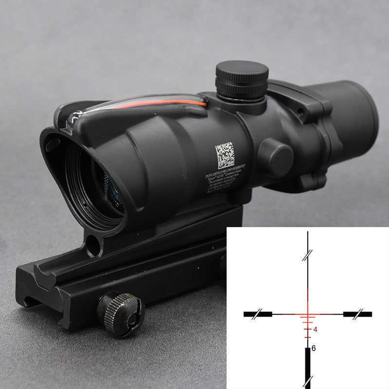 

Tactical ACOG Style 4x32 Optics Fiber Prism Red Dot Rifle Optics Scope 20mm Weaver Picatinny Rail Mount Base Hunting Shooting Riflescope