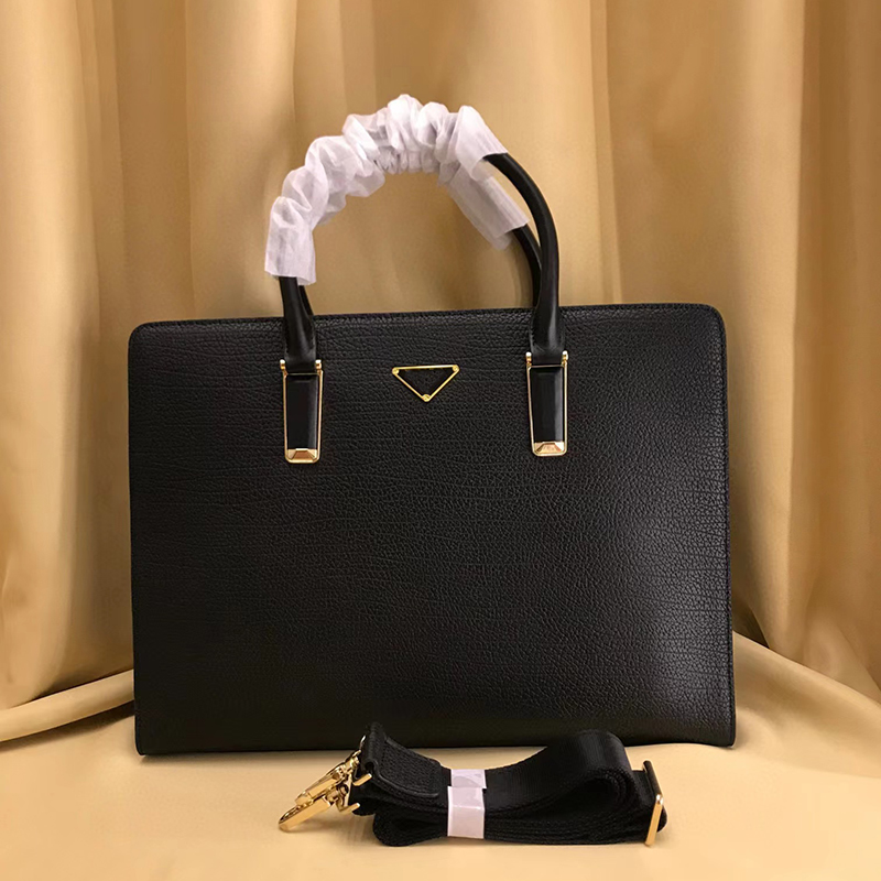 

New Men Shoulder Briefcase Black Leather Designer Handbag Business Laptop Bag Messenger Bags With Nameplates Totes Men's Luggage Computer Handbags 37CM, Extra cost