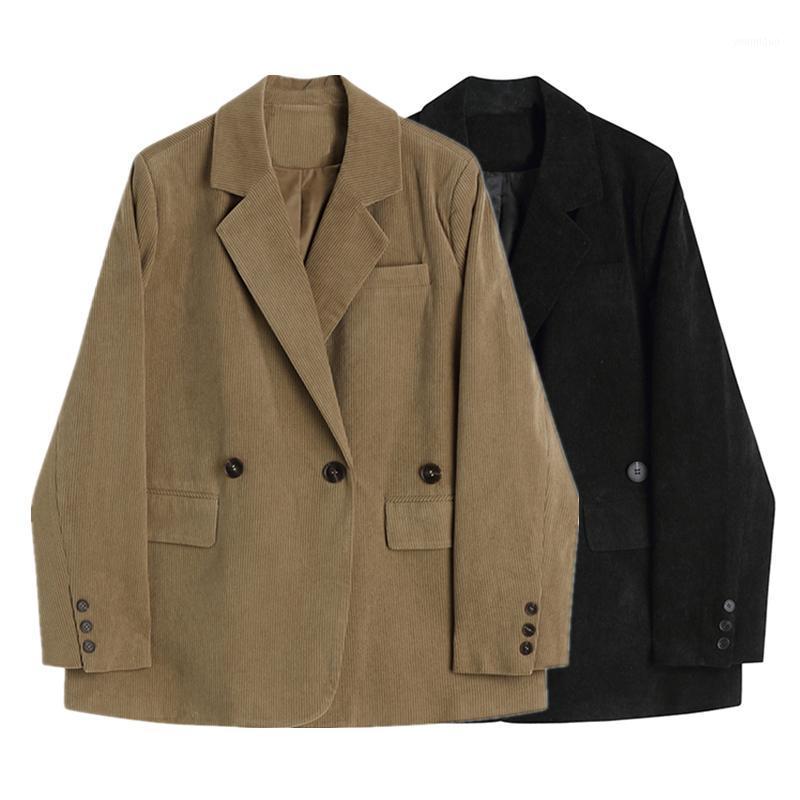 

Women' Suits & Blazers Blazer Coat Black White Solid Color Retro Corduroy Autumn Winter Clothes Korean Loose Casual Jacket Suit Trendy
