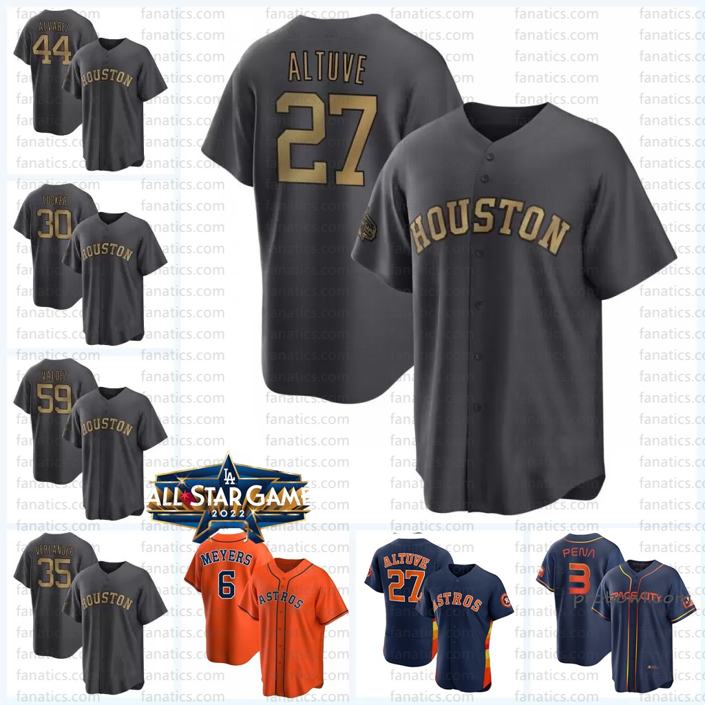 

2022 All-Star Jose Altuve Astro Jersey Navy City Alex Bregman Zack Greinke Yordan Alvarez Justin Verlander Yuli Gurriel Jake Meyers Chas McCormick Custom Name Number, Youth cool base all-star