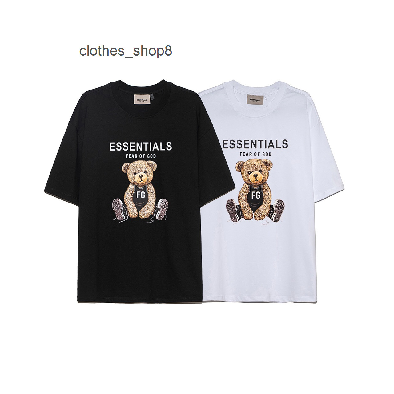 Designer T-shirts Men's Sweaters New fog bear of God double thread essentials bear print letters men's and women's loose short sle