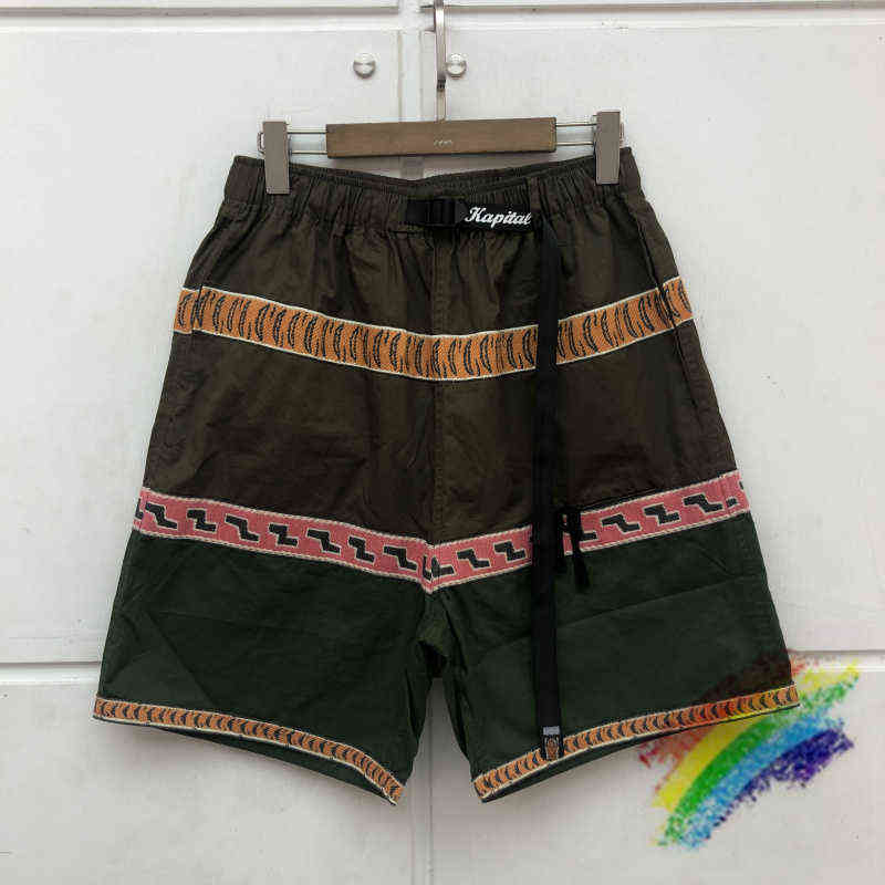 

Vintage Shorts Capital Men Women High Quality Ribbon Patchwork Tiger Print Casual Shorts Mesh BreechesT220721