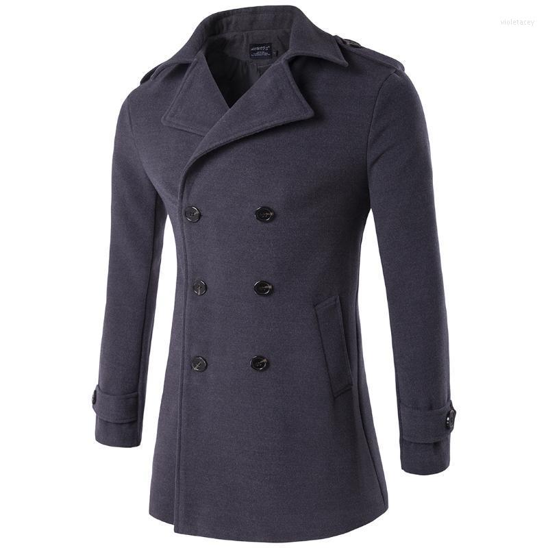 

Men's Wool & Blends Brand Clothing Coat Classic Double Breasted Autumn Winter Man Woolen Jackets Casual Outwear Men Jacket 3XL Viol22, Black
