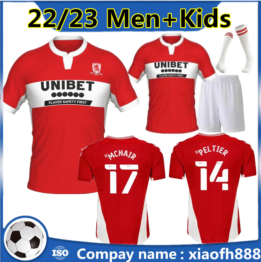 

Middlesbrough Kids Kit Soccer Jerseys TAVERNIER PAYERO SPORAR HOWSON MCNAIR WATMORE BOLA Home Red Football Shirt Short Sleeve Uniforms, Black