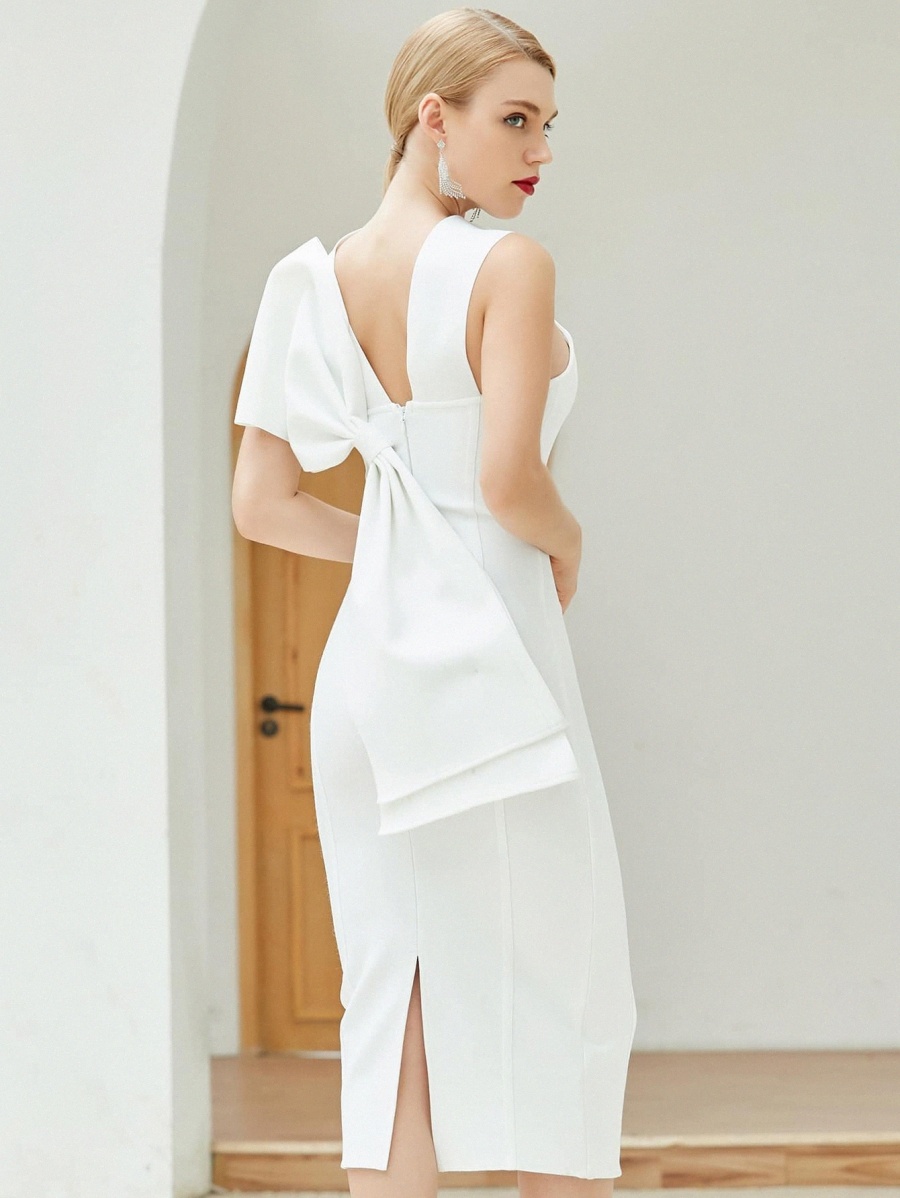 

adyce Big Bow Back Bandage Dress j5RI#, White
