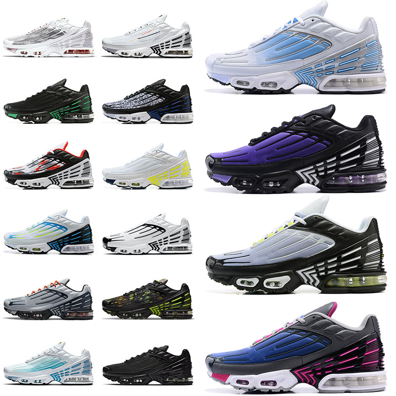 

Designer Tn Plus 3 Trainers Running Shoes Purple Nebula Black White Obsidian Authentic Tns Sneakers Sports Men Women Multi Wolf Grey Tiger Laser Blue Topography Pack, 39-46 wolf grey