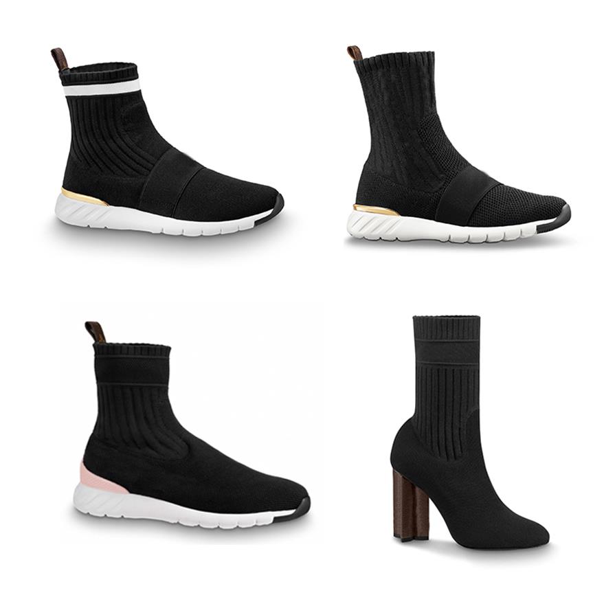 

- Designer Aftergame Sneaker Boots Women Socks Ankle martin Boots Stretch Speed Shoes High Heel Silhouette Ankle booties W201m, Color 4
