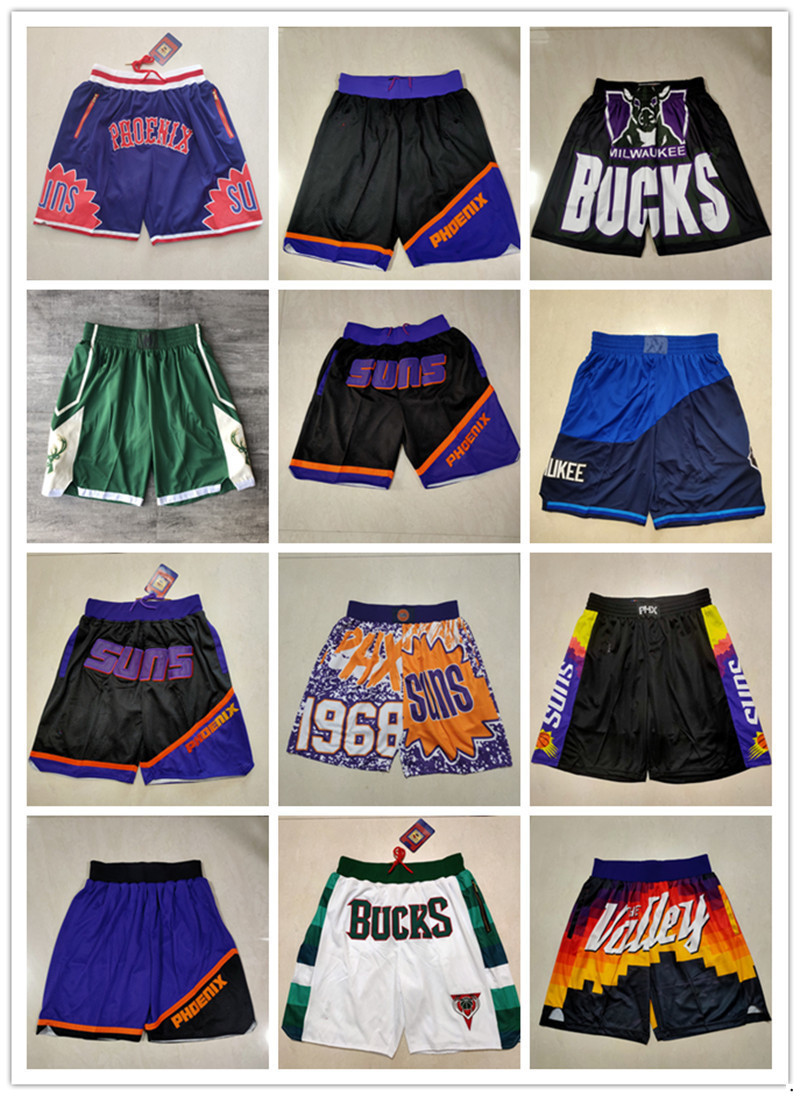 

Phoenix''Suns''men Milwaukee''Bucks''men Throwback Basketball Shorts pocket, Color