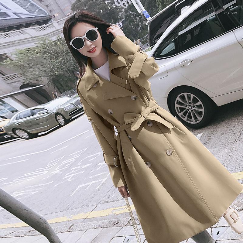 

Women's Trench Coats Windbreaker Long Section 2022 Autumn Retro Korean Student Loose Coat, Black