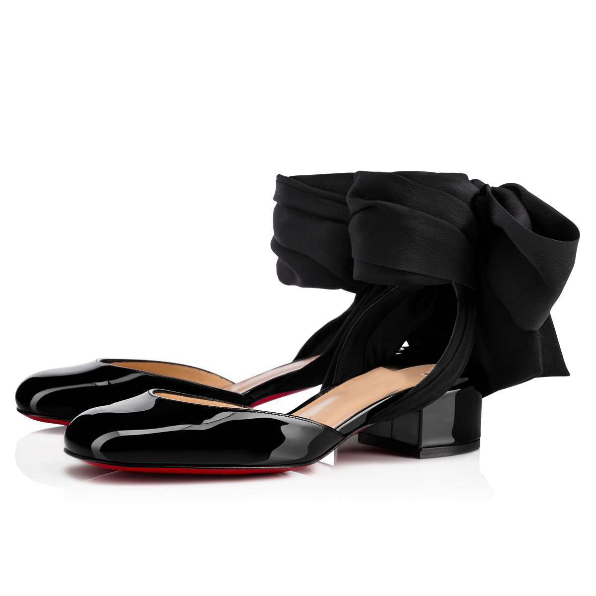 

Women Sandals designer shoes low heel red soles pump Cadrilla 35mm Patent Leather Square Toe Pumps black block heeled ankle strap