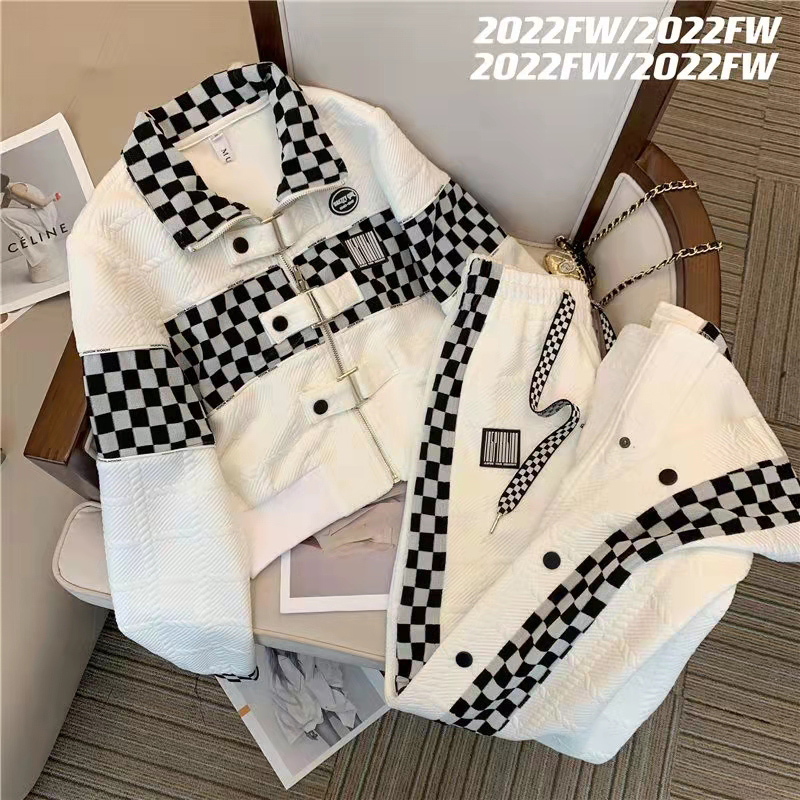 

women's 2022 new french haute couture fashion wide leg pants two-piece set, One color