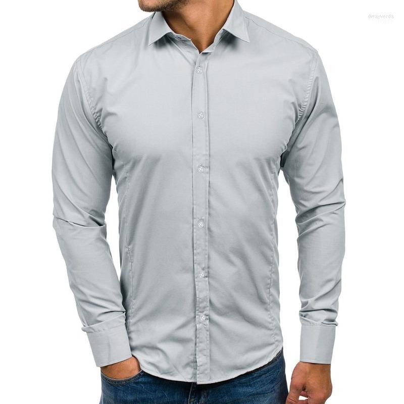 

Men's Dress Shirts Zogaa 2022 Fashion Cotton Long Sleeve Shirt Pure Color Slim Fit Social Casual Business White Black Formal 5xl Dway22