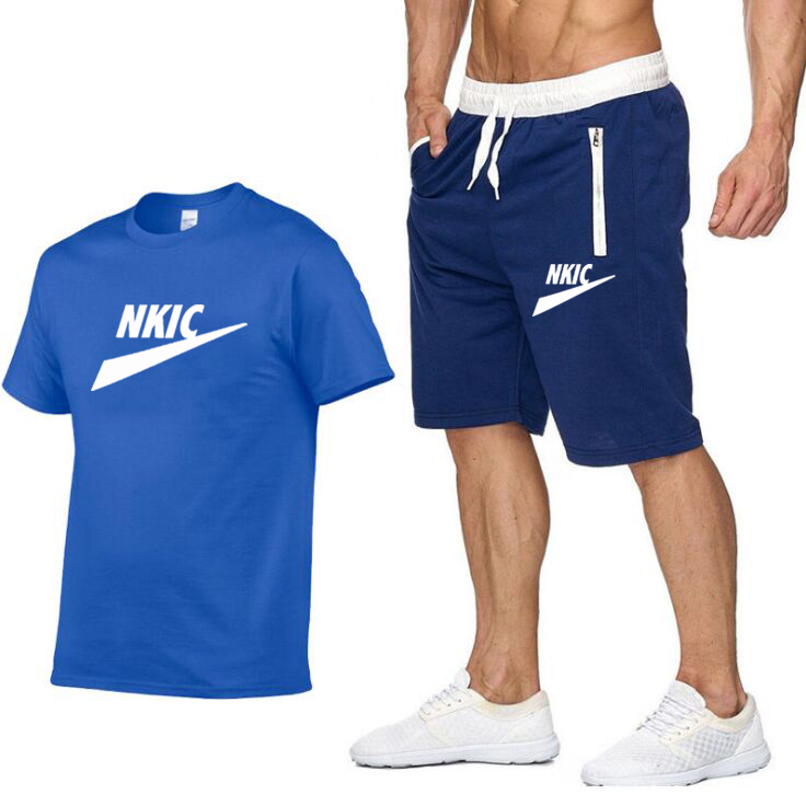 

2022 Men's Cotton Tracksuit 2 Piece Sets Summer brand logo Suit Short Sleeve Blue T Shirt Shorts Casual Fashion letter printing Clothing, Customize