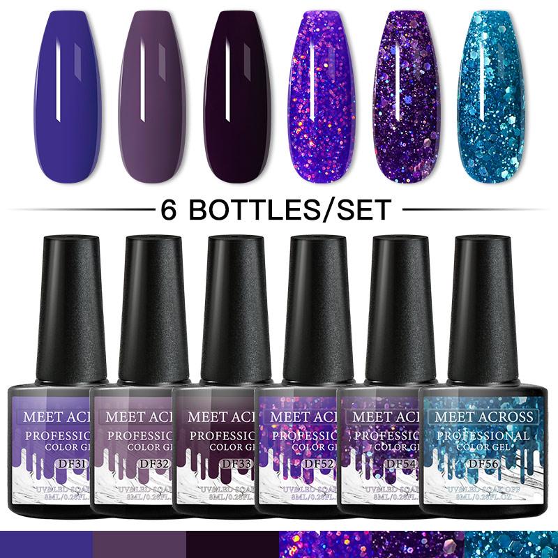 

Nail Art Kits MEET ACROSS Gel Polish Set 2/4/6Pcs Hybrid Varnish Soak Off UV LED Semi Permanent All For Manicure Kit