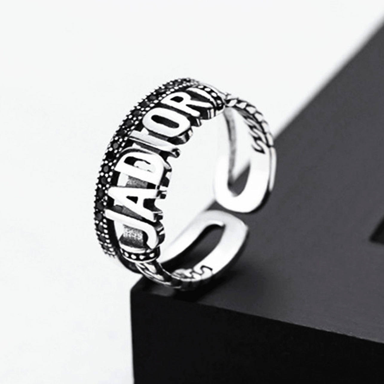 

English Letter Ring Silver Color Metal Adjustable Opening Rings for Women Poker Alphabet Creative Finger Ring Men Trendy Jewelry