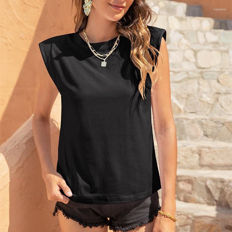 

Women' T-Shirt Summer Casual Women Sexy Solid T Shirt Round Neck Sleeveless Tops Ladies Korean Loose Tshirt Female, Huise