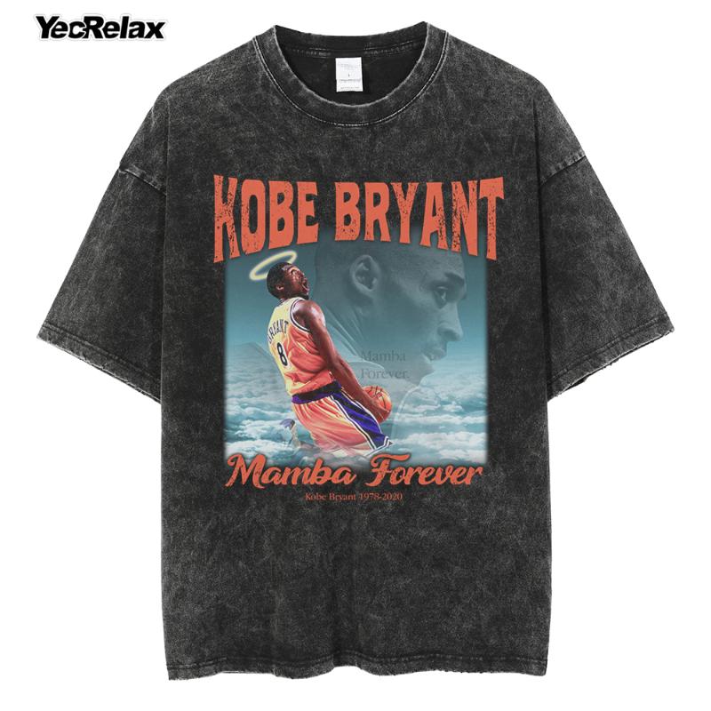 

Men's T-Shirts Retro Tshirt Hip-Hop Streetwear Basketball Portrait Graphic Print T Shirt Men Oversize Cotton Washed Short Sleeve Vintage Tsh, Black