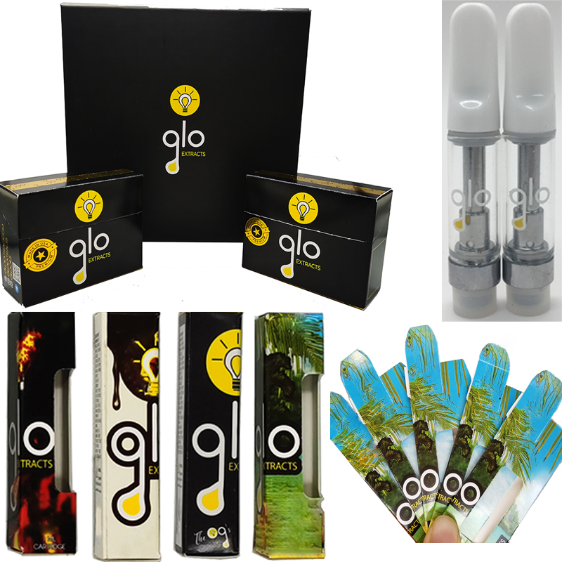 

Glo Glow Vape Cartridges 0.8ml 1ml ECig Atomizer 510 Thread Ceramic Coil Pure Taste Vape Carts Holographic Packaging Retail Box Vapor