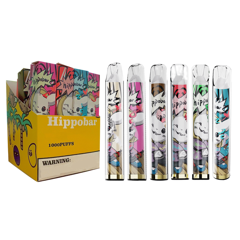 

Original Hippobar Vapes Disposable Electronic Cigarette 1000 Puffs Device Vape 2% 18 Color RGB Light Bar Vape