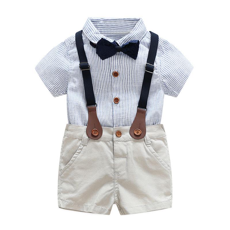 

Clothing Sets Boy Summer Tees+shorts Clothes 1-6years Baby Short Sleeve Stripe Shirt+Suspenders Belt Overalls Children 2PCS Outfits, Pink stripe
