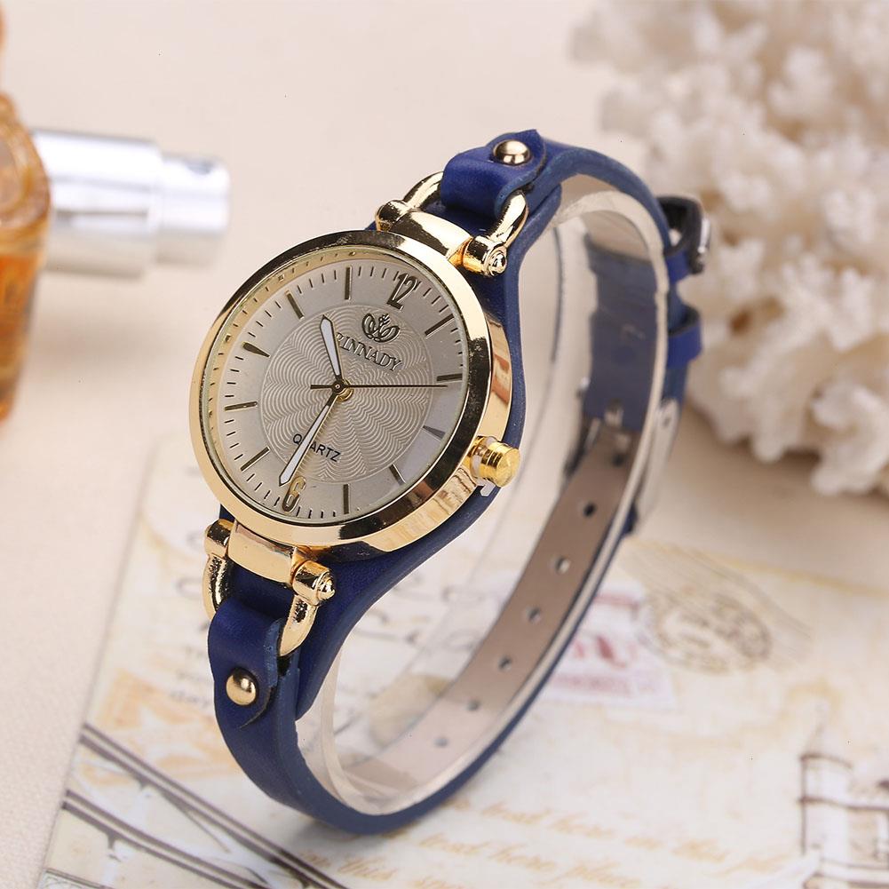 

Dropship Women Casual Watches Round Dial Rivet Pu Leather Strap Wristwatch Ladies Analog Quartz Watch, Black