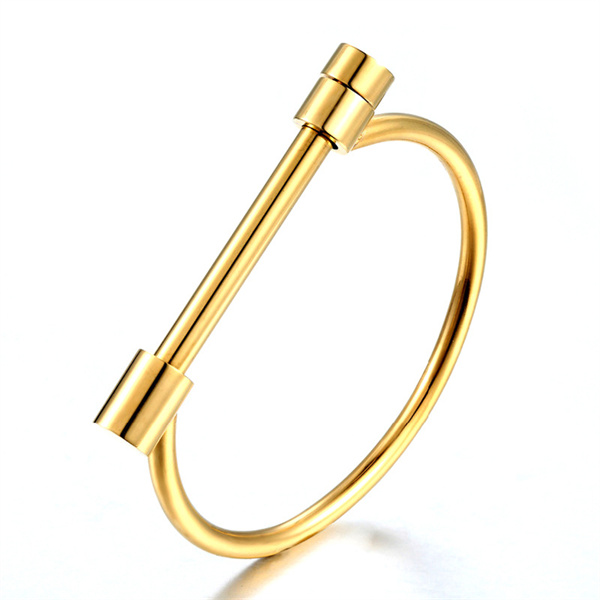 European and American Fashion Design Horseshoe Screw Bangle Stainless Steel Bracelet Gift for Men and Women A587