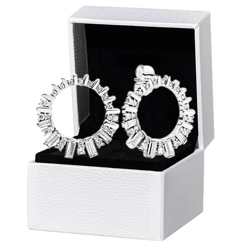 

CZ diamond Sparkling Beauty Glacier Stud Earring 925 Sterling Silver Original box for Pandora Women Girls Wedding gift Earrings