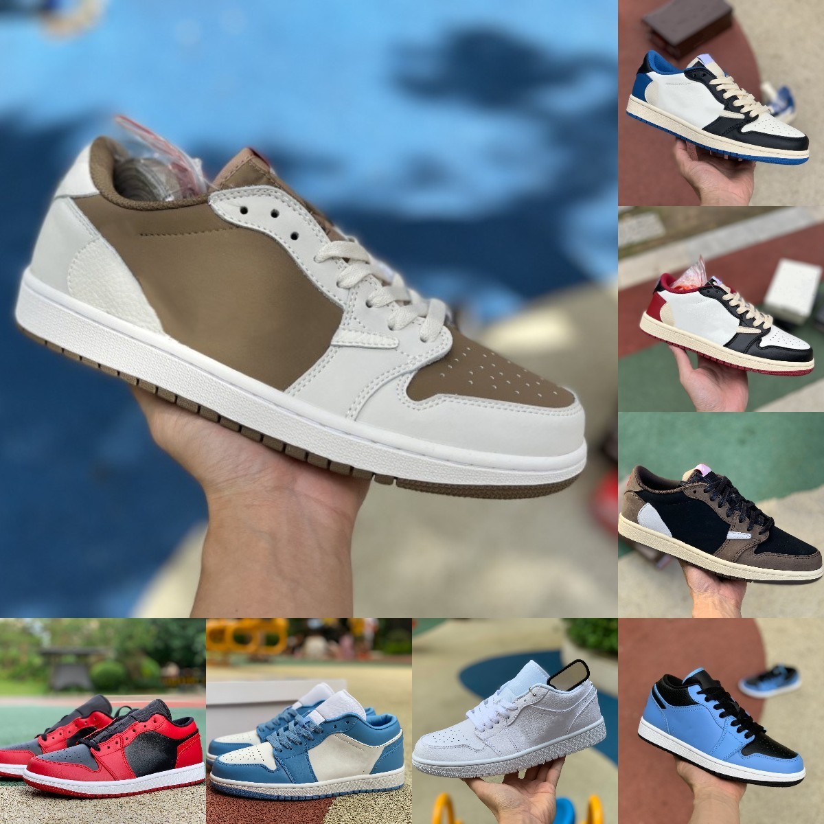 

2022 Fragment TS Jumpman X 1 1S Low Basketball Shoes Starfish White Brown Red Gold Banned UNC Court Purple Black Toe Shadow Panda Emerald Designer Sports Sneakers L08, Please contact us