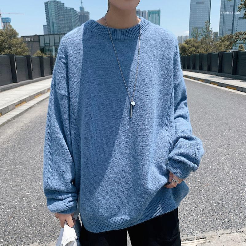 

Men's Sweaters Solid Color Casual Oversize Woman Pullovers Korean Streetwear Fashion 2022 Winter Male Clothing, Green