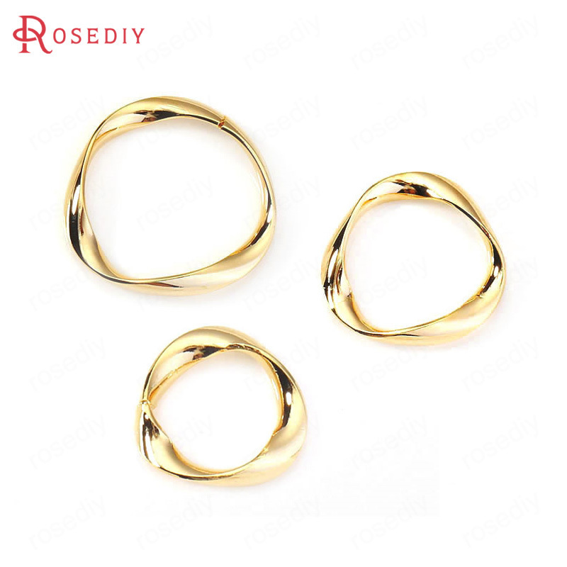 

34666 4PCS 16MM 20MM 25MM 24K Gold Color Brass Twist Circle Connect Charms Pendants High Quality Jewelry Findings Accessories 220716