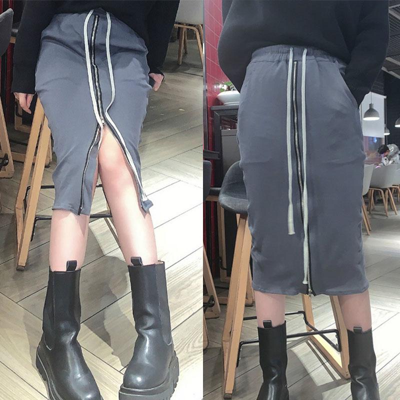 

Skirts Women Clothing Sexy Solid Zipper Black Skirt Elastic Bodycon Midi Pencil Fashion High Waist Office Lady Korean Style