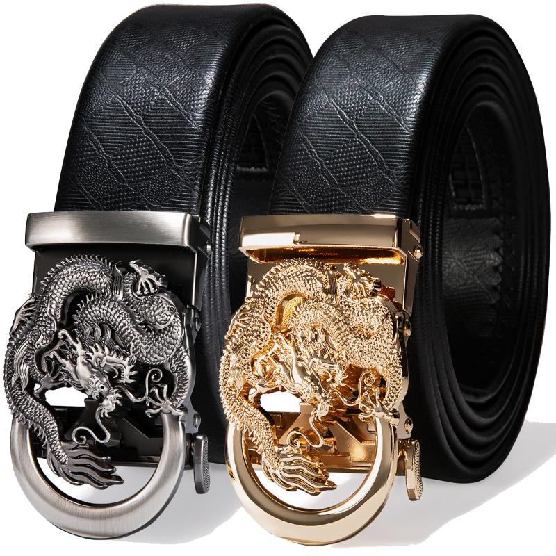 

Belts Hi-Tie For Men Luxury Gold Metal Buckles Cowskin Genuine Leather Belt Fashion Designer Men's BeltsBeltsBeltsBelts, Black