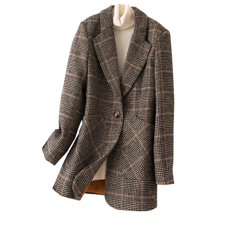 

Women's Suits & Blazers Autumn Winter Fashion Plaid Casual Slim Women Single Breasted Female Outerwear Ladies Jackets Plus Size -5XLWomen's, Dark grey