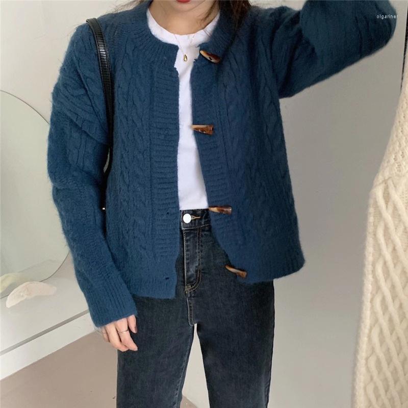 

Women's Knits & Tees Japanese Horn Button Short Korea Version Women Sweater Jacket Spring Autumn Solid Color Knitted CardiganWomen's Olga22, Sky blue