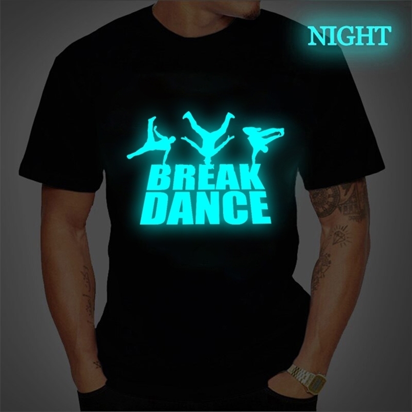

High Quality Short Sleeve Break Dance Print T Shirt Casual Oneck Breakdancing Summer Mens Tee Shirts Luminous Tshirt 220608, Bk-breakdance3y-23