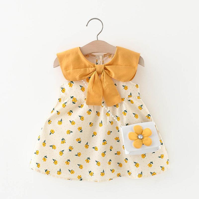 

Girl's Dresses Baby Girls 2022 Summer Born Girl Doll Neck Bow Vest Dress Sweet Flower Princess Cute Pearl Bag VestidosGirl's, Am2070-red