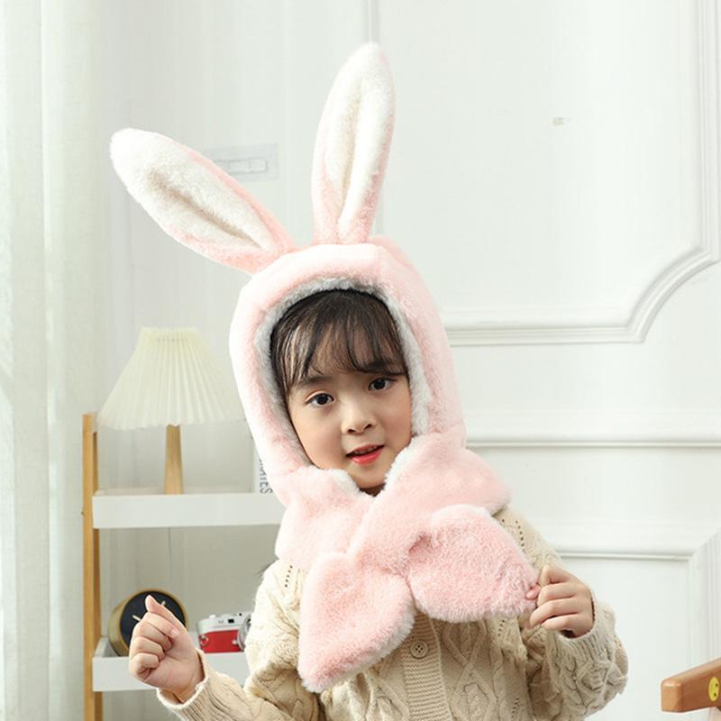 

Hair Accessories Winter Warm Baby Hat Kids Girl Boy Children's Windproof Hats Coral Fleece Long Ear Scarf Cap Toddlers 0-8Y, B white