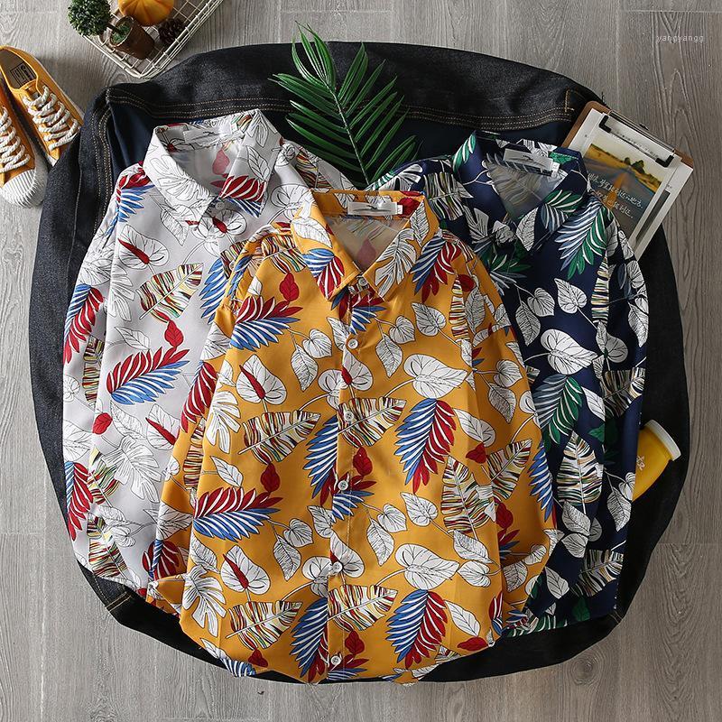 

Shirts For Men Harajuku Korean Loose Casual Vintage Flower Men's Clothing Long Sleeve Fashion Aesthetic Unisex Streetwear, Blue