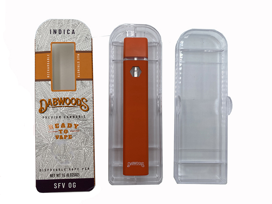 

Dabwoods Vape Cartridges E Cigarettes new Packaging Plastic box 1.0ml Empty Atomizers 280mah Thick Oil Vaporizer Pens Flat Tips