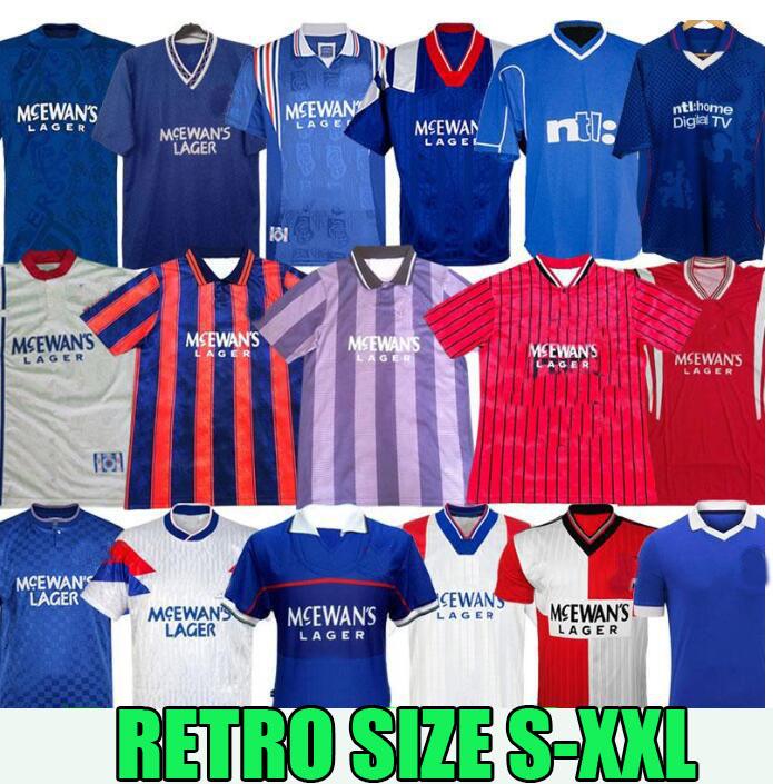 

Rangers fc Retro soccer jerseys 87 90 92 93 94 95 96 97 99 01 08 Glasgow GASCOIGNE LAUDRUP MCCOIST Ferguson football Uniforms home away Vintage Shirt Classic top, 95 96 away
