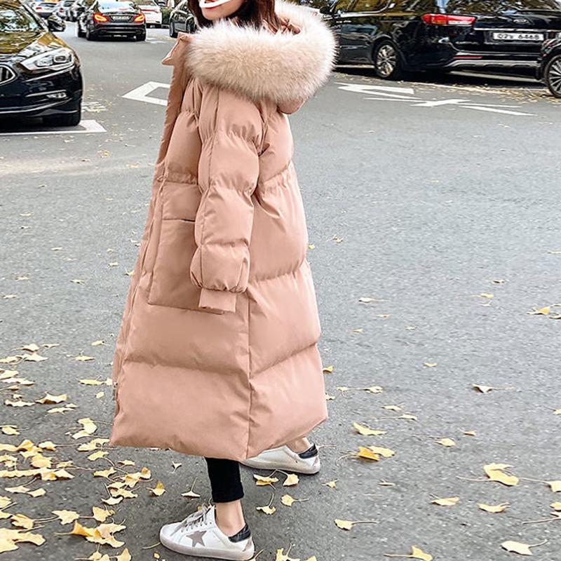 

Women' Trench Coats Fashion Fur Hooded Winter Jacket Women Parkas Loose Down Cotton Coat Female Padded Warm Thicken Long OuterwearsWomen, Black