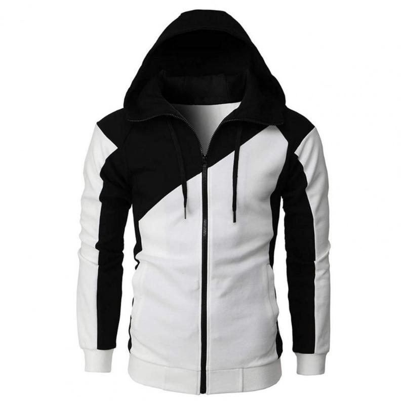 

Men' Jackets Men Hoodie Contrast Colors Drawstring Hat Casual Spring Coat For Daily WearMen' Men'sMen, Red