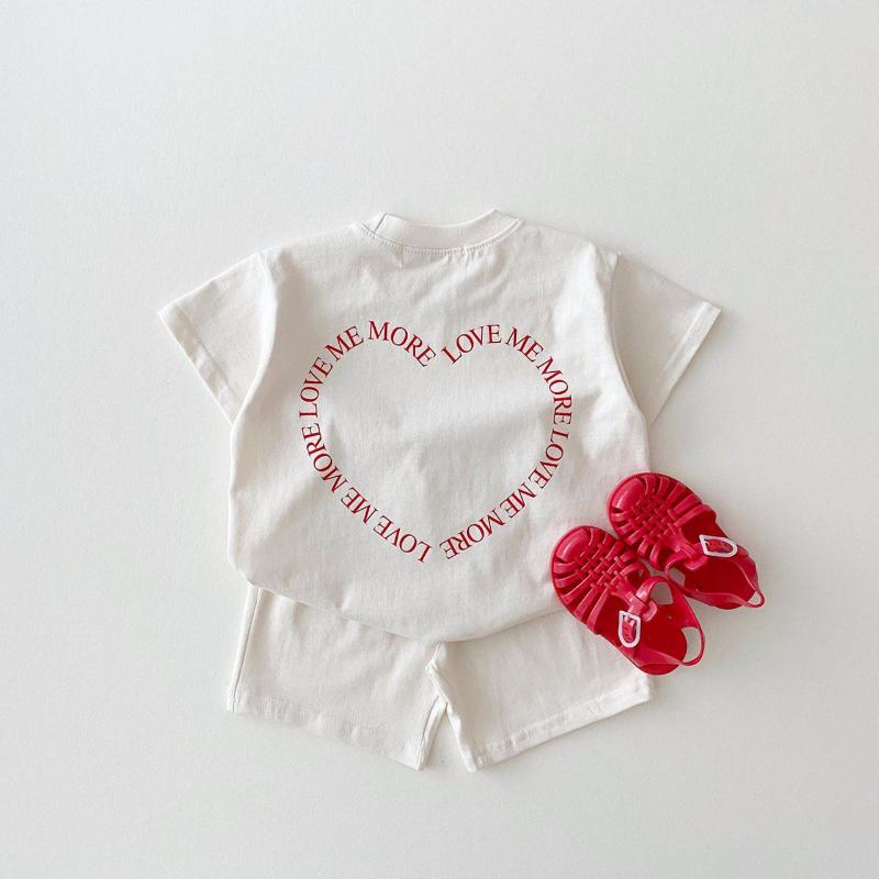 

Clothing Sets Korean Clothes For Baby Girl Boutique Outfits Summer Heart Print Basic T Shirts Sweatshirt Shorts Set 1-3yrsClothing, Gray