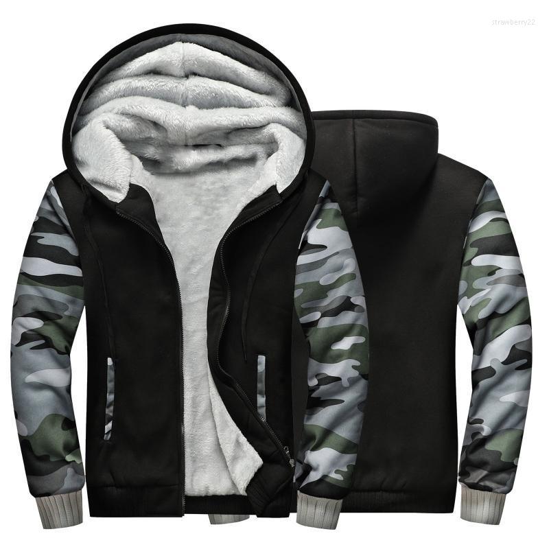 

Men' Vests Male Mens Thickened Parkas Warm Winter Full Zipper Fleece Lined Hood Camouflage Long Sleeve Jacket Sweater With Pockets Stra22, Gray