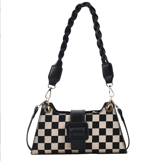 

Women Checkered Armpit Bag Plaid Messenger Designer Evening Shoulder Bags Female Crossbody Bags Brown Handbags, (27cm-14cm-8cm)