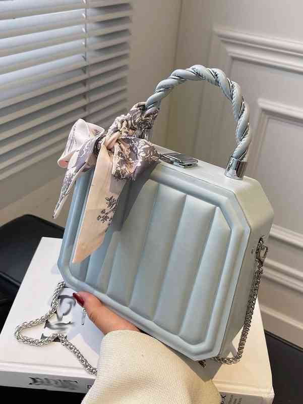 

Designer Bag Brand Fashion Dinner Luxury Shoulder Handbag Twilly Scarf Decor Minimalist Box Superior Quality Genuine Shopping Wallet, Grey